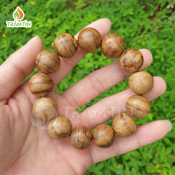 Chuỗi vòng tay trầm banh tự nhiên indonesia hạt tròn 16mm